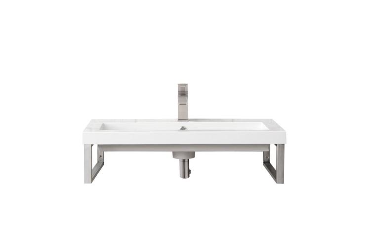 31.5" Boston Single Wall Mount Bathroom Sink with Brackets, Brushed Nickel