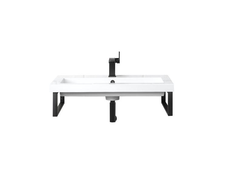 31.5" Boston Single Wall Mount Bathroom Sink with Brackets, Matte Black