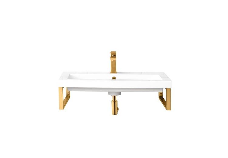 31.5" Boston Single Wall Mount Bathroom Sink with Brackets, Radiant Gold