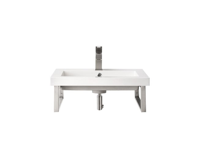 23.6" Boston Single Wall Mount Bathroom Sink with Brackets, Brushed Nickel
