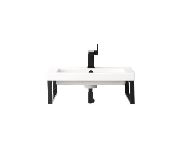 23.6" Boston Single Wall Mount Bathroom Sink with Brackets, Matte Black
