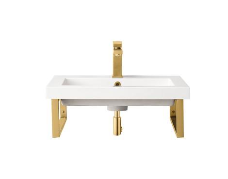 23.6" Boston Single Wall Mount Bathroom Sink with Brackets, Radiant Gold