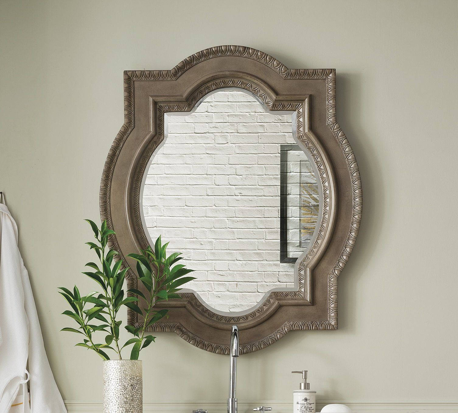 35" Castilian Double Arch Mirror, Empire Gray