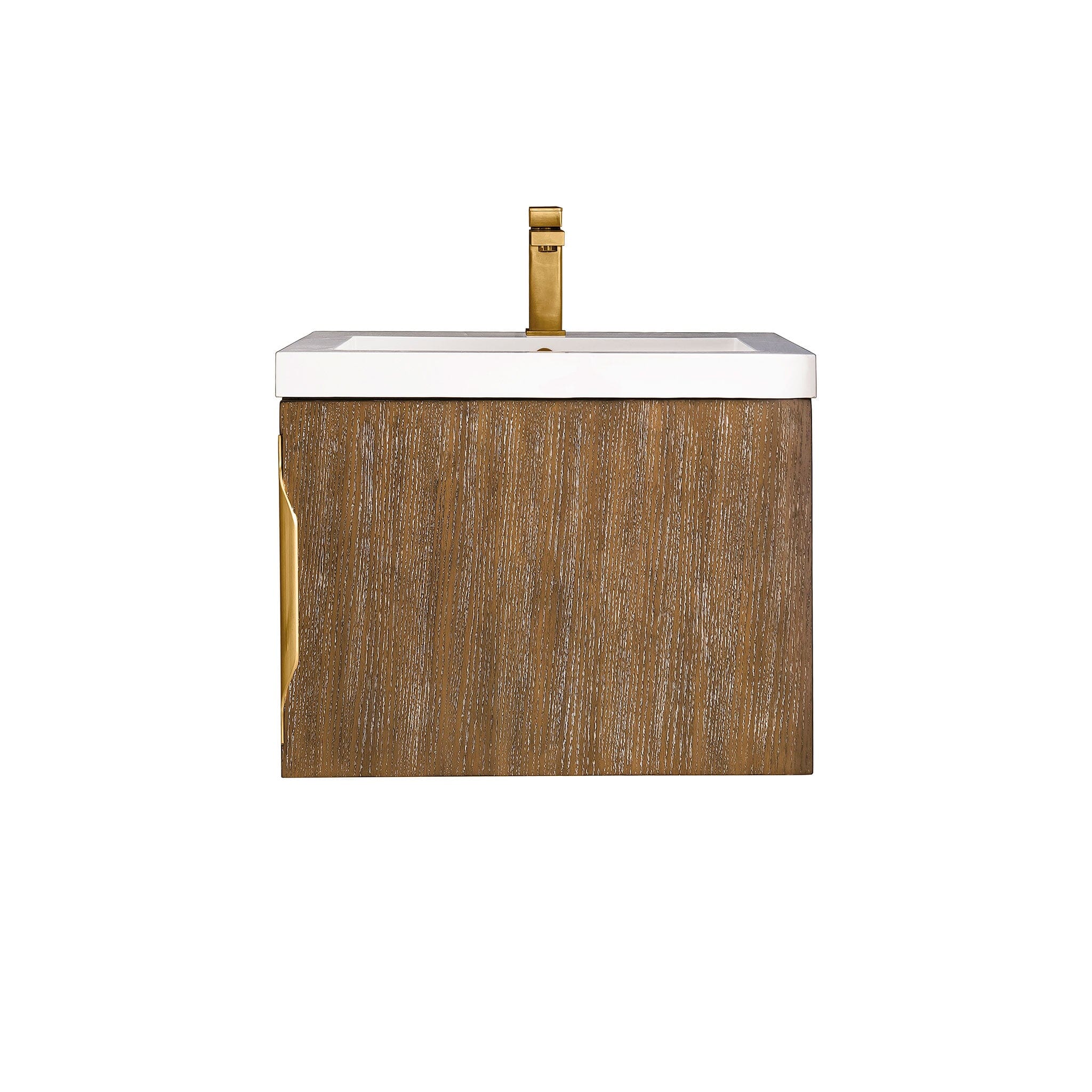 24" Columbia Single Wall Mounted Bathroom Vanity, Latte Oak