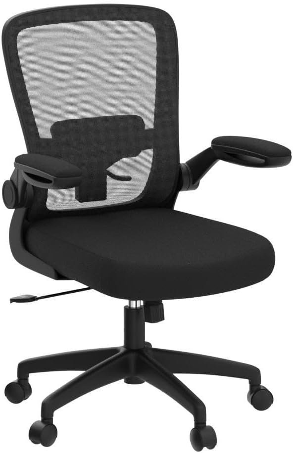 Desk Chair Breathable Mesh Chairs Adjustable High Back Lumbar Support Flip-up Armrests