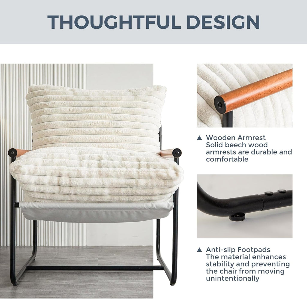 Mid Century Modern Accent Chairs, Boucle Reading Bedroom Chair