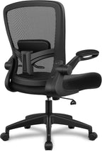 Desk Chair Breathable Mesh Chairs Adjustable High Back Lumbar Support Flip-up Armrests