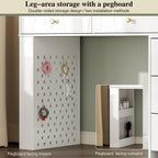 Makeup Vanity Desk with Mirror and Lights, Vanity Desk with 8 Drawers & Storage Shelves, Vanity Table with Power Outlet, 3 Color Modes & Adjustable Brightness Dressing Table, Bedroom,White