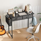 Small Desk with Fabric Drawers for Bedroom Home Office Size 32 Inches