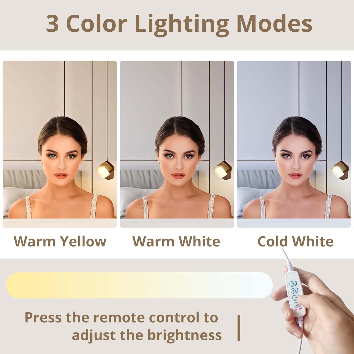 IRONCK Vanity Desk with Mirror and Lights, Makeup Vanity Table with 5 Drawers & Shelves, Power Outlet, Vanity Stool, Dressing Table with Jewelry Storage for Bedroom, White & Gold