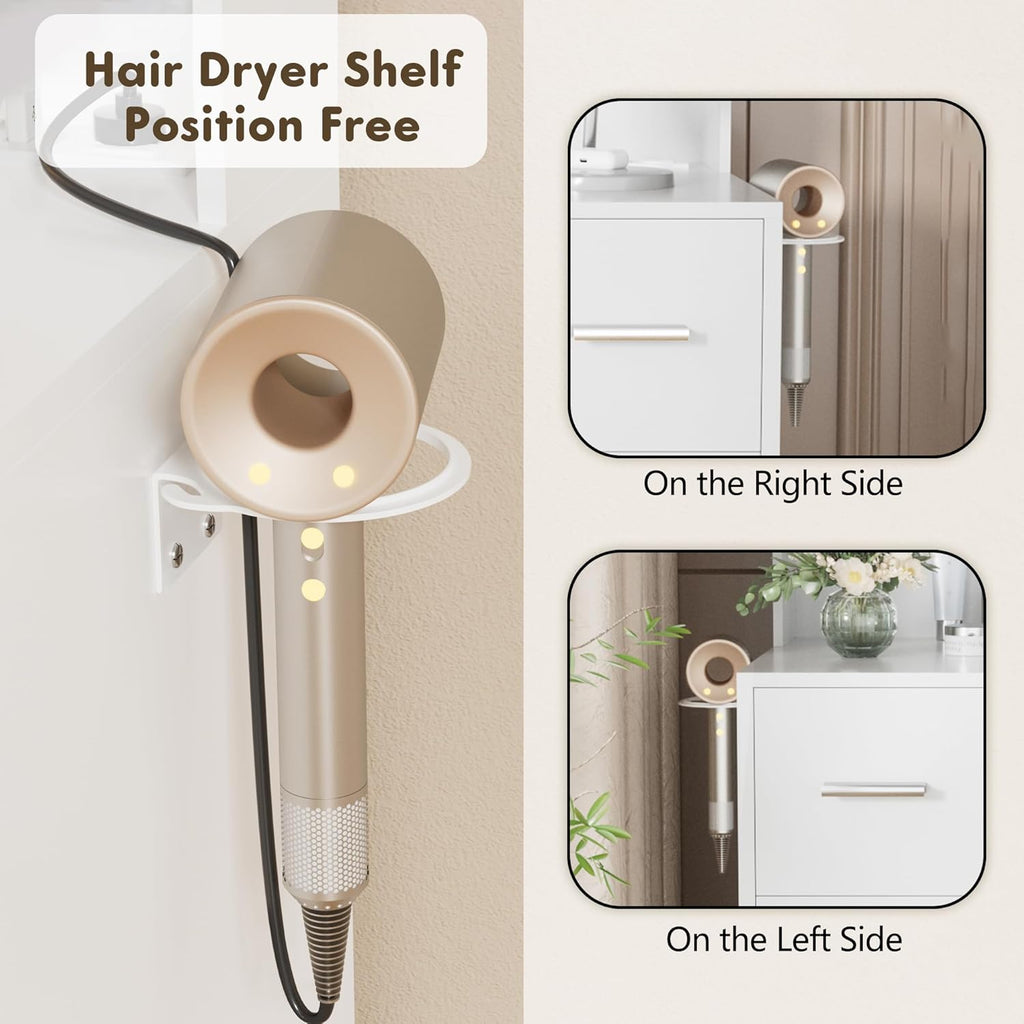 YESHOMY Vanity Desk with Mirror, Power Outlet and 10 Lights, Makeup Table with 7 Drawers, 3 Color Modes Available for Bedroom, Pure White