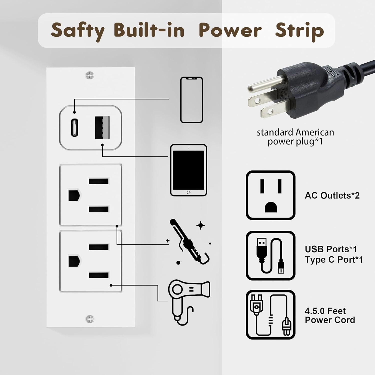 YESHOMY Vanity Desk with Mirror, Power Outlet and 10 Lights, Makeup Table with 7 Drawers, 3 Color Modes Available for Bedroom, Pure White