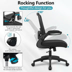 Desk Chair Breathable Mesh Chairs Adjustable High Back Lumbar Support Flip-up Armrests