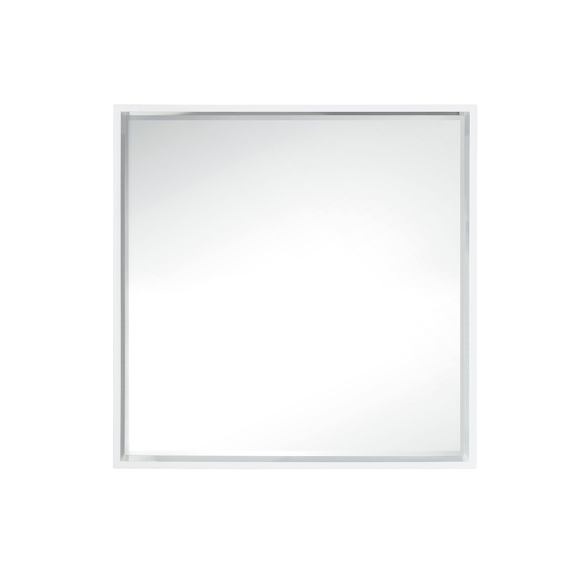 35.4" Milan Square Cube Mirror, Glossy White