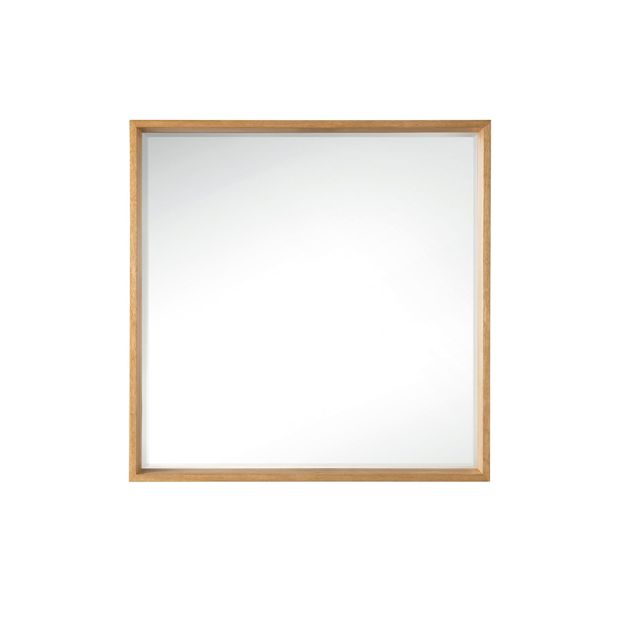 35.4" Milan Square Cube Mirror, Natural Ash