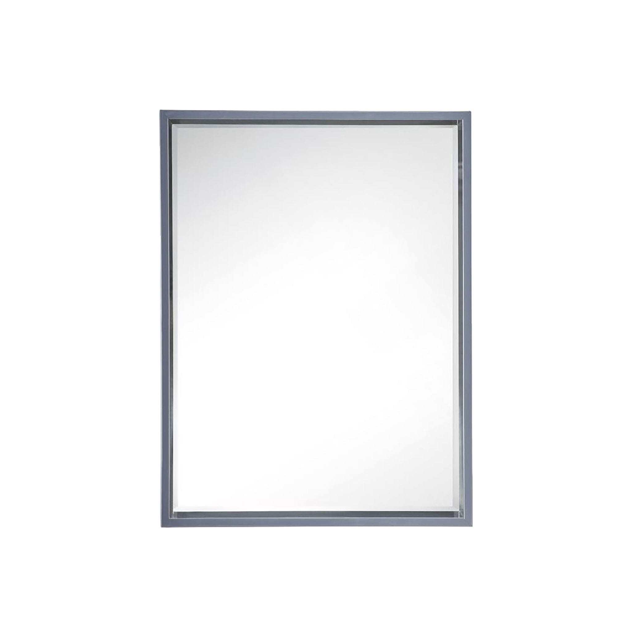 23.6" Milan Rectangular Cube Mirror, Modern Gray Glossy