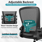 Desk Chair Breathable Mesh Chairs Adjustable High Back Lumbar Support Flip-up Armrests