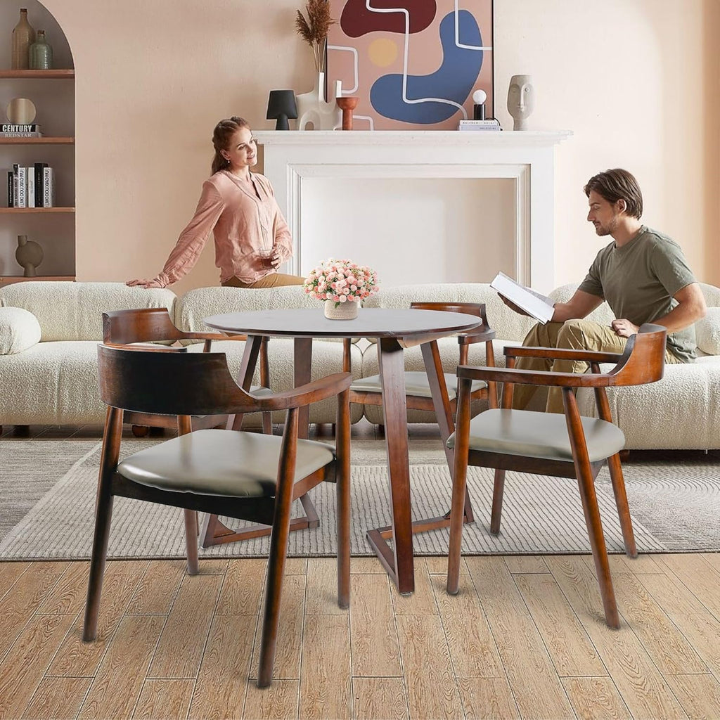 47 Inch Rubberwood Table - Mid Century Modern Style Round Dining Table