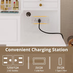 IRONCK Vanity Desk with Mirror and Lights, Makeup Vanity Table with 5 Drawers & Shelves, Power Outlet, Vanity Stool, Dressing Table with Jewelry Storage for Bedroom, White & Gold