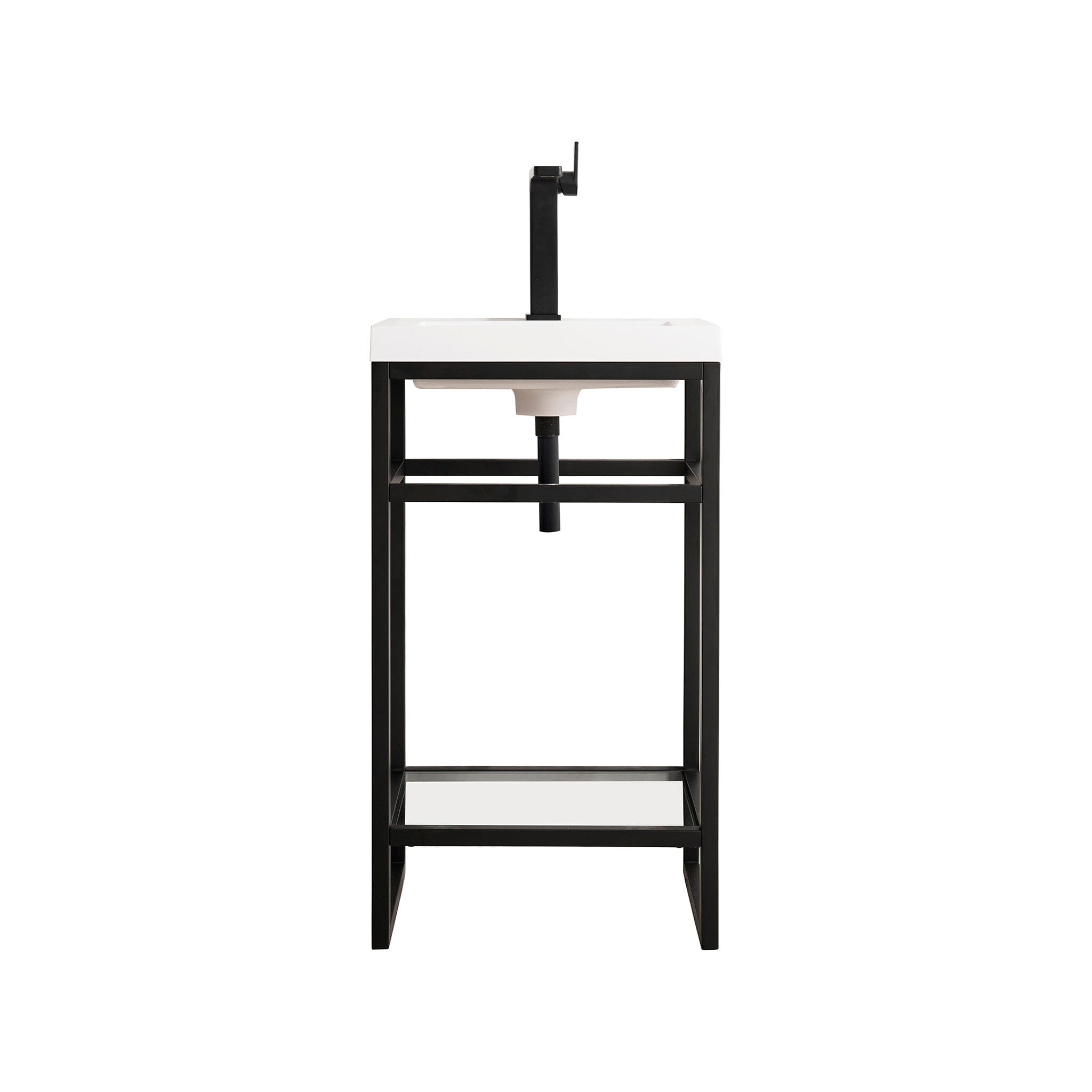 20" Boston Single Sink Console, Matte Black w/ White Glossy Resin Countertop