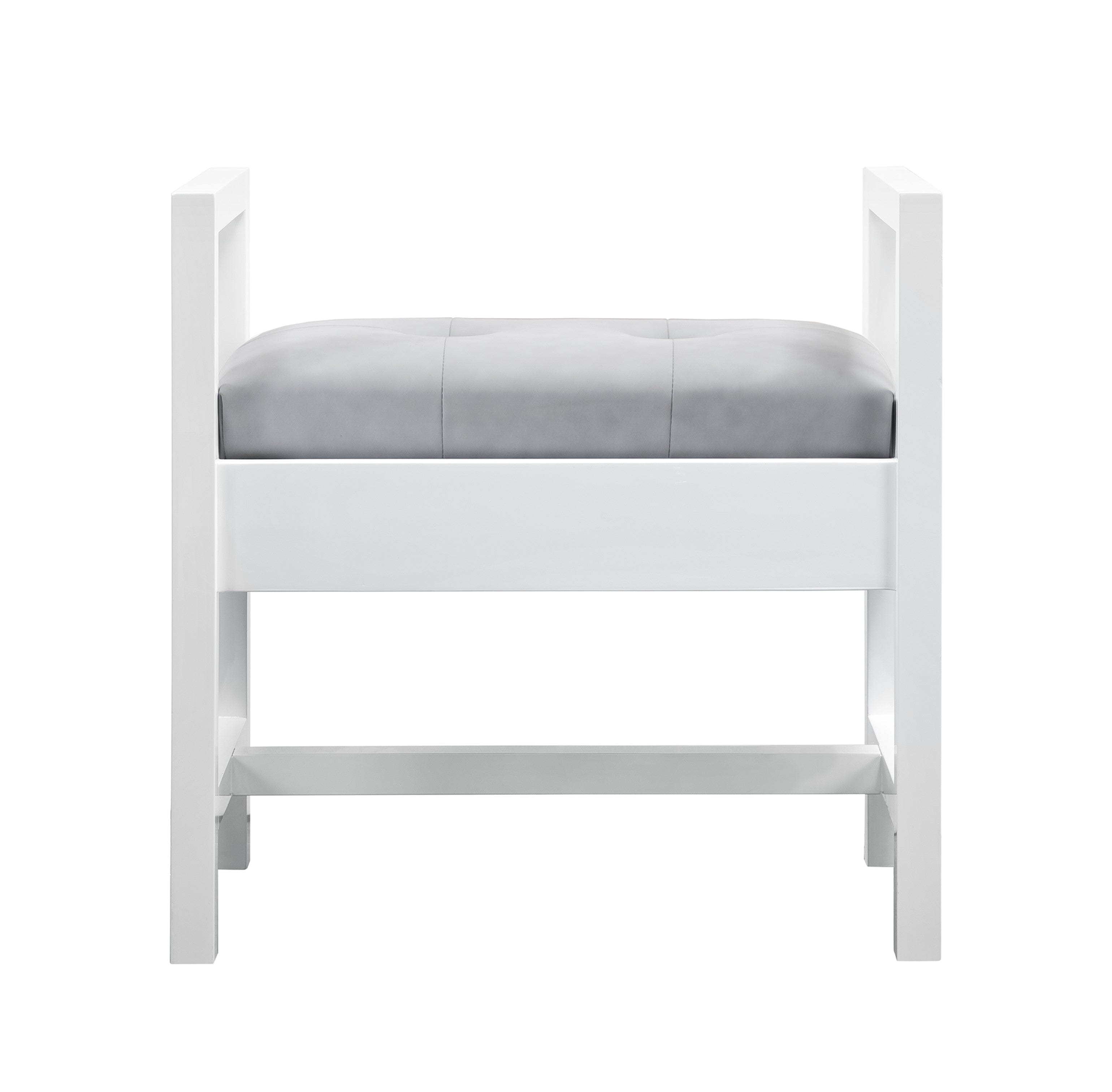 24.5" Addison Upholstered Bench, Glossy White