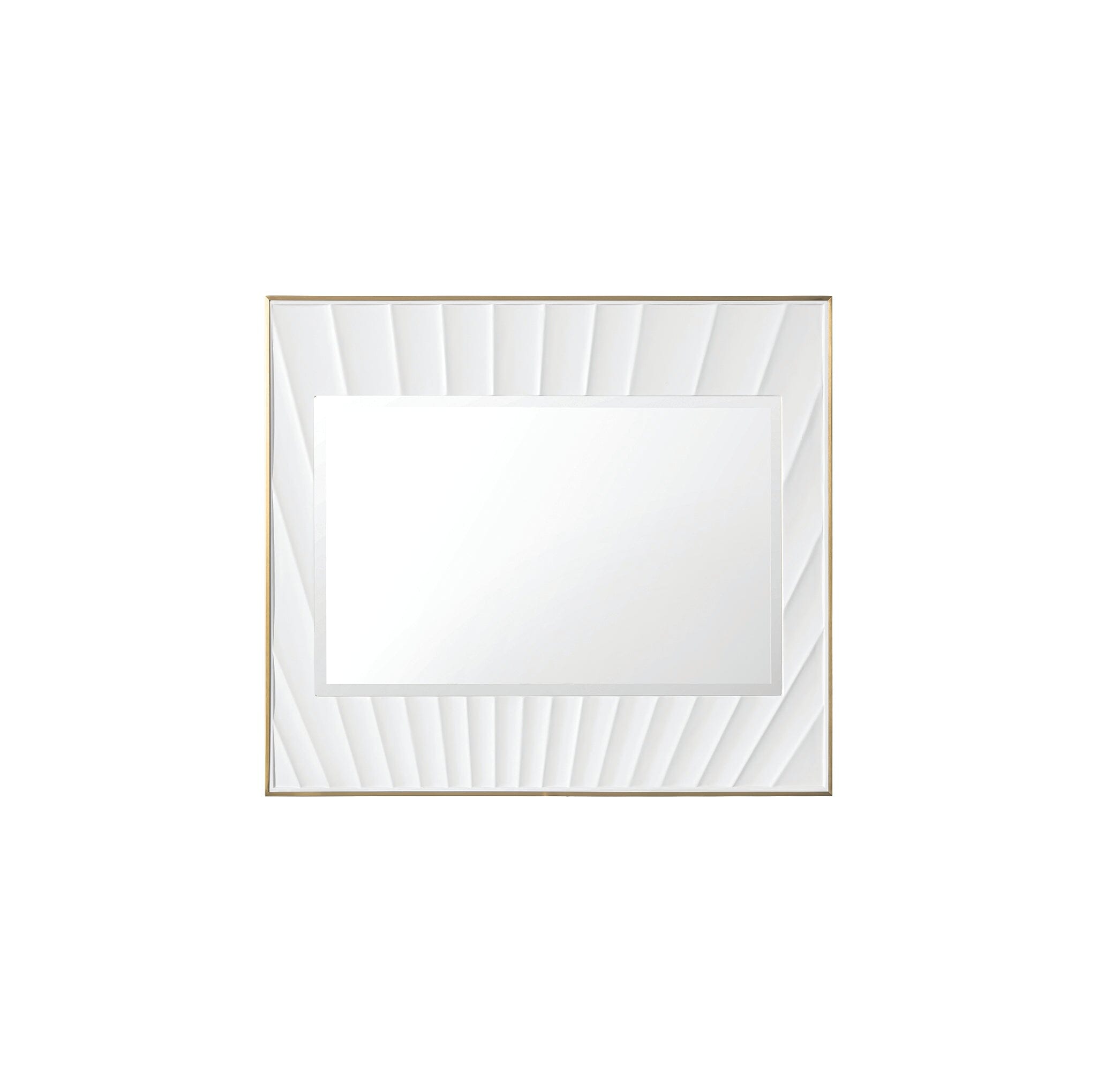 36" Soleil Mirror, Matte White with Gold