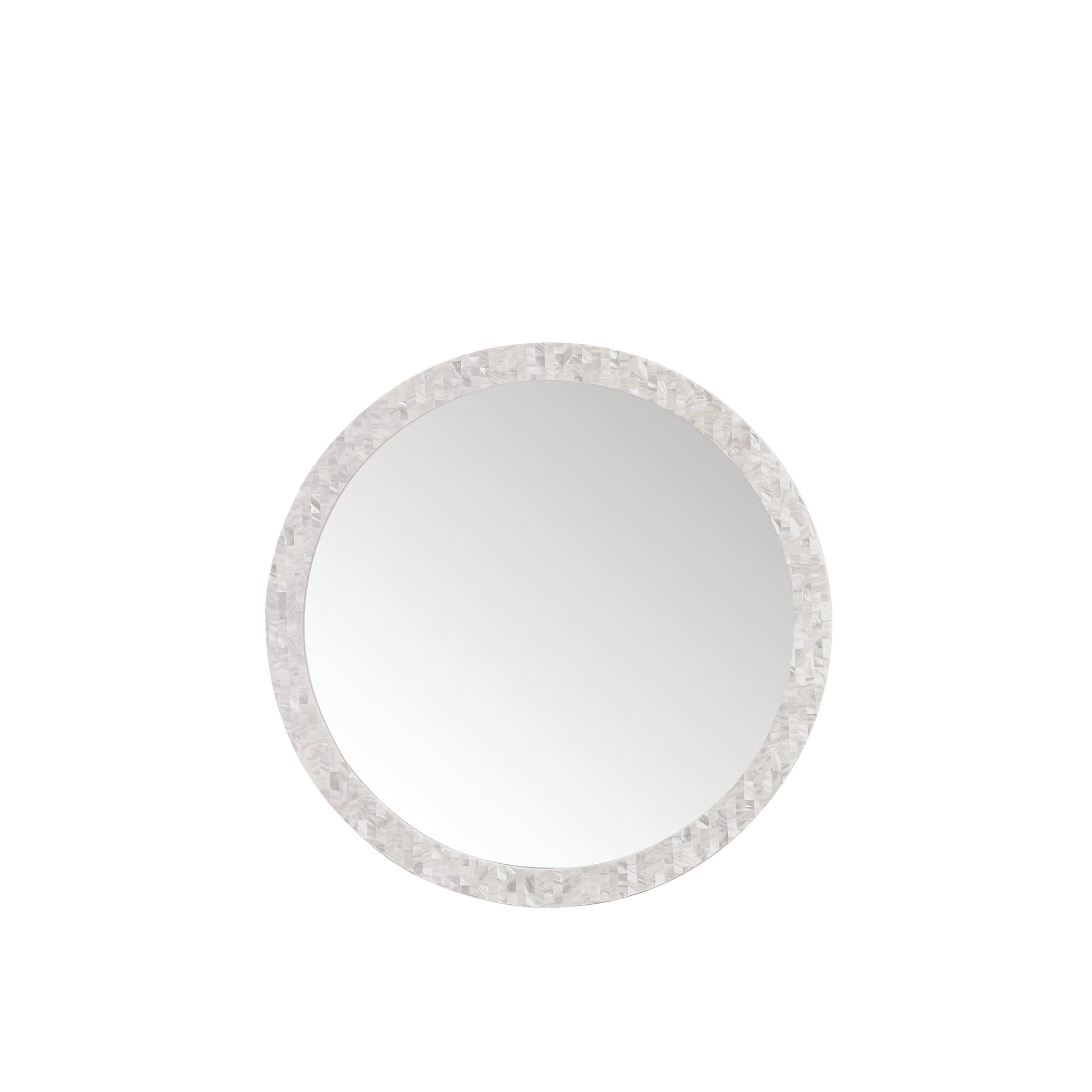 30" Callie Round Mirror, White Mother of Pearl