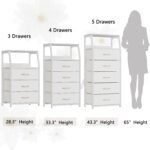 White Dresser with 5 Drawers, Vertical Storage Tower Fabric Dresser for Bedroom - Image 6