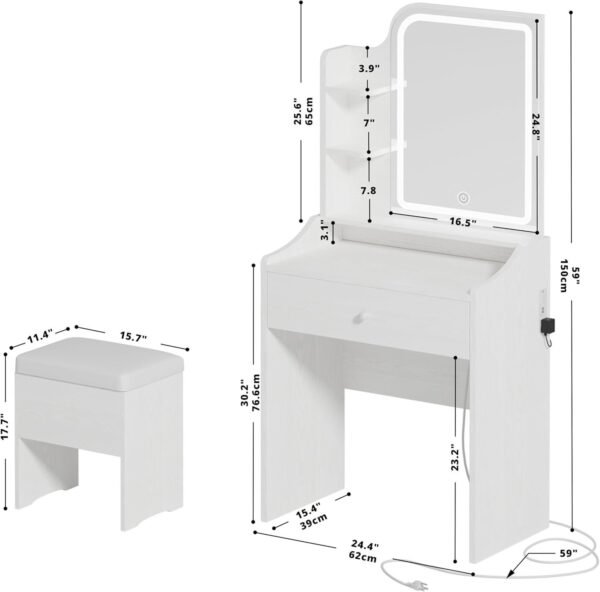 Makeup Vanity Desk with Mirror and Lights, Vanity Table Set - Image 2