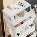 White Dresser with 5 Drawers, Vertical Storage Tower Fabric Dresser for Bedroom - Image 3