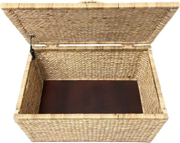 Water Hyacinth Wicker Storage Trunk with Metal Frame - Image 3