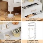 White Dresser with 5 Drawers, Vertical Storage Tower Fabric Dresser for Bedroom - Image 4
