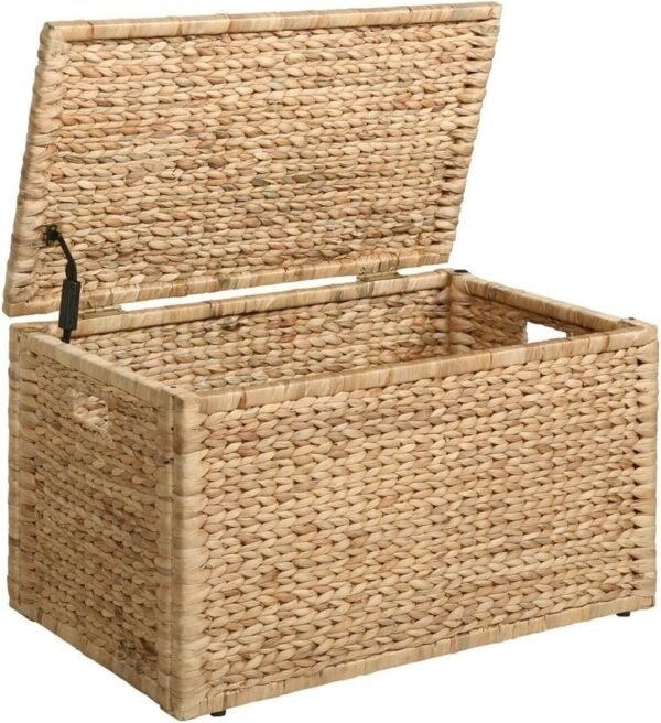 Water Hyacinth Wicker Storage Trunk with Metal Frame