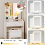 Makeup Vanity Desk with Mirror and Lights, Vanity Table Set - Image 3