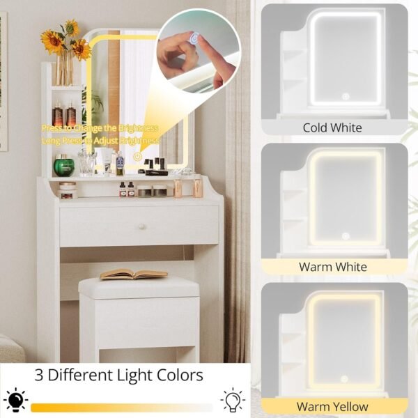 Makeup Vanity Desk with Mirror and Lights, Vanity Table Set - Image 3
