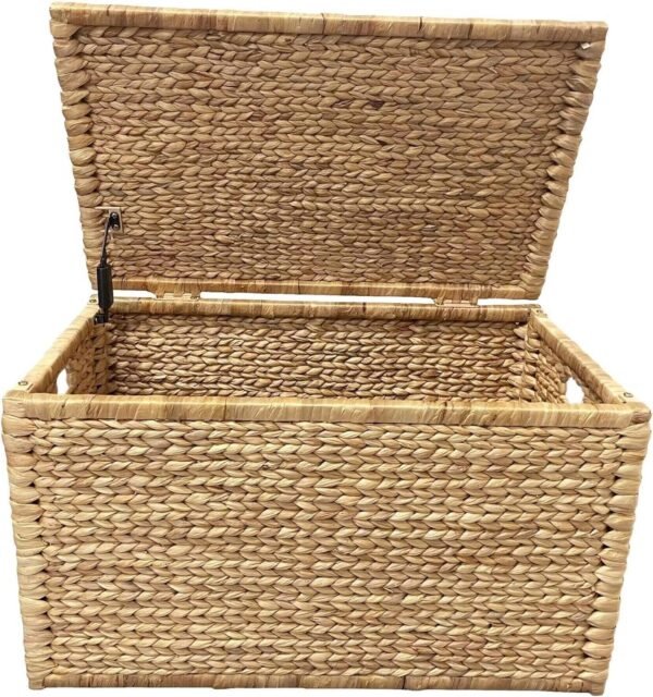 Water Hyacinth Wicker Storage Trunk with Metal Frame - Image 7