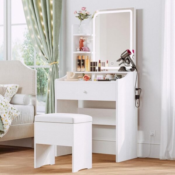 Makeup Vanity Desk with Mirror and Lights, Vanity Table Set - Image 1