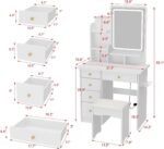 Vanity Set with Rectangular Mirror, Makeup Vanity Dressing Table with 5 Drawers - Image 7