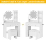 Vanity Desk with LED Lighted Mirror, White Vanity Set with Charger Station - Image 7