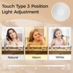 Vanity Desk with Sliding Mirror and LED Lights, Heavy Duty Wooden Makeup Vanity Desk with Hidden Storage Shelves for More Storage Space - Image 5