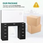 Vanity Desk Set with Large LED Lighted Mirror, Power Outlet & 11 Drawers - Image 7
