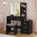 Vanity Desk with Mirror & 10 LED Lights, Makeup Vanity Dressing Table - Image 2