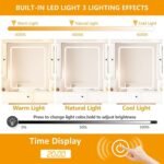 Vanity Desk with Mirror and Lights,White Makeup Vanity Table with Power Strip & LED Lighted Mirror - Image 4