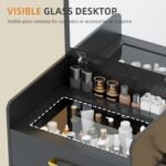 3 in 1 Vanity Desk with Plip Top Mirror,Compact Makeup Vanity with 3 Drawers,Cushioned Tool - Image 5