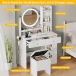 Vanity Desk with LED Lighted Mirror, White Vanity Set with Charger Station - Image 3